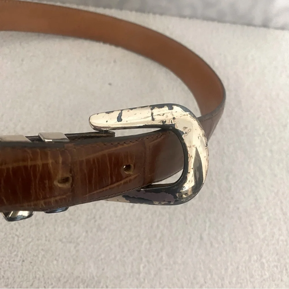 Vintage Genuine Leather ONYX by BRIGHTON Brown Unisex Belt Size 38 Large USA